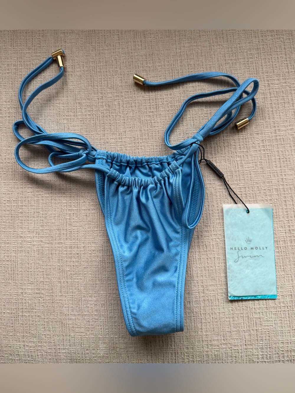 Hello Molly Light Blue Ruched Tie-Side Bikini Bottom